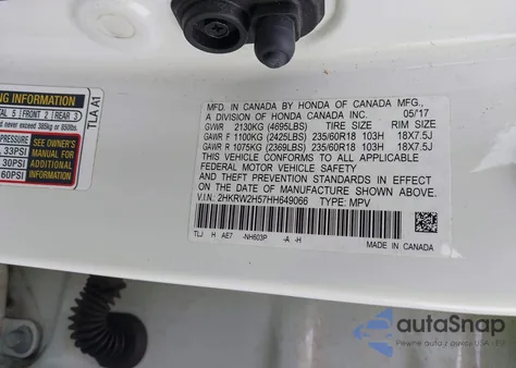 2017 Honda Cr-V Ex из США, поврежденный, VIN 2HKRW2H57HH649066